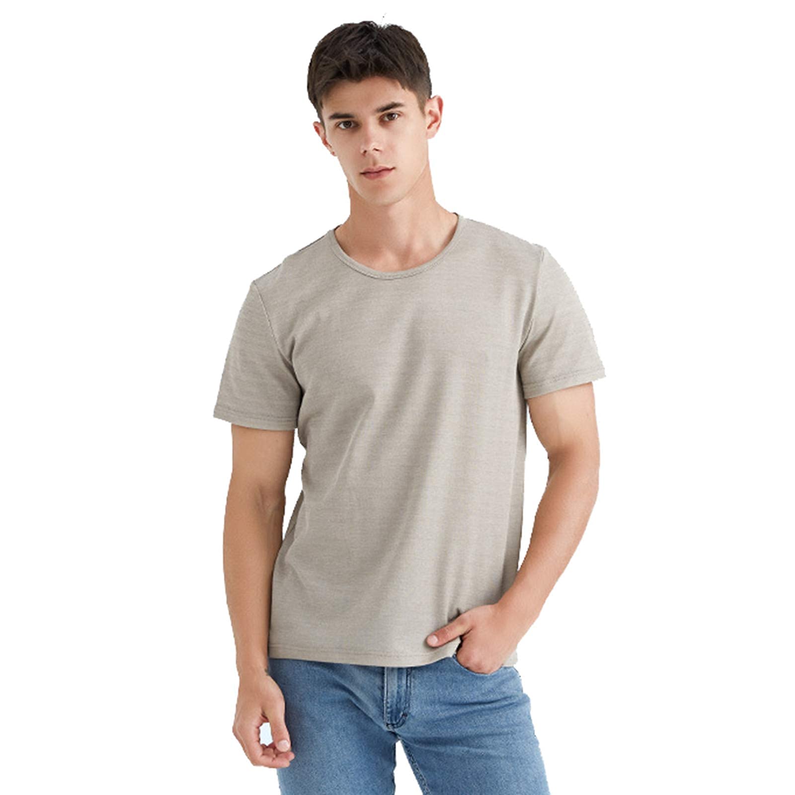 MOZHANG EMF Anti-radiation Clothes, Men's radiation protection suit Silver fiber T-shirt Men's Household Casual Wear Four Seasons Underwear for EMF Shielding Clothing,V neck,M MU415