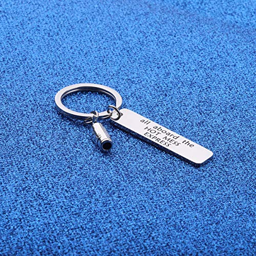 WUSUANED Sarcastic Keychain All Aboard The Hot Mess Express Funny Keychain Fire Extinguisher Jewelry Gift for Her