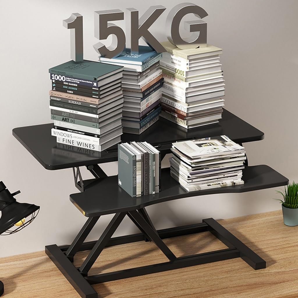 Convertisseur de Bureau Debout Ergonomique à Hauteur réglable – Couleur Bois, 60 x 34 cm