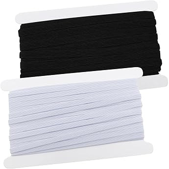 Wide Elastic Band Sewing 6 mm Trouser Elastic Band 20 Metres Wide for Sewing Rubber Band Slip Rubber Laundry Rubber Black White