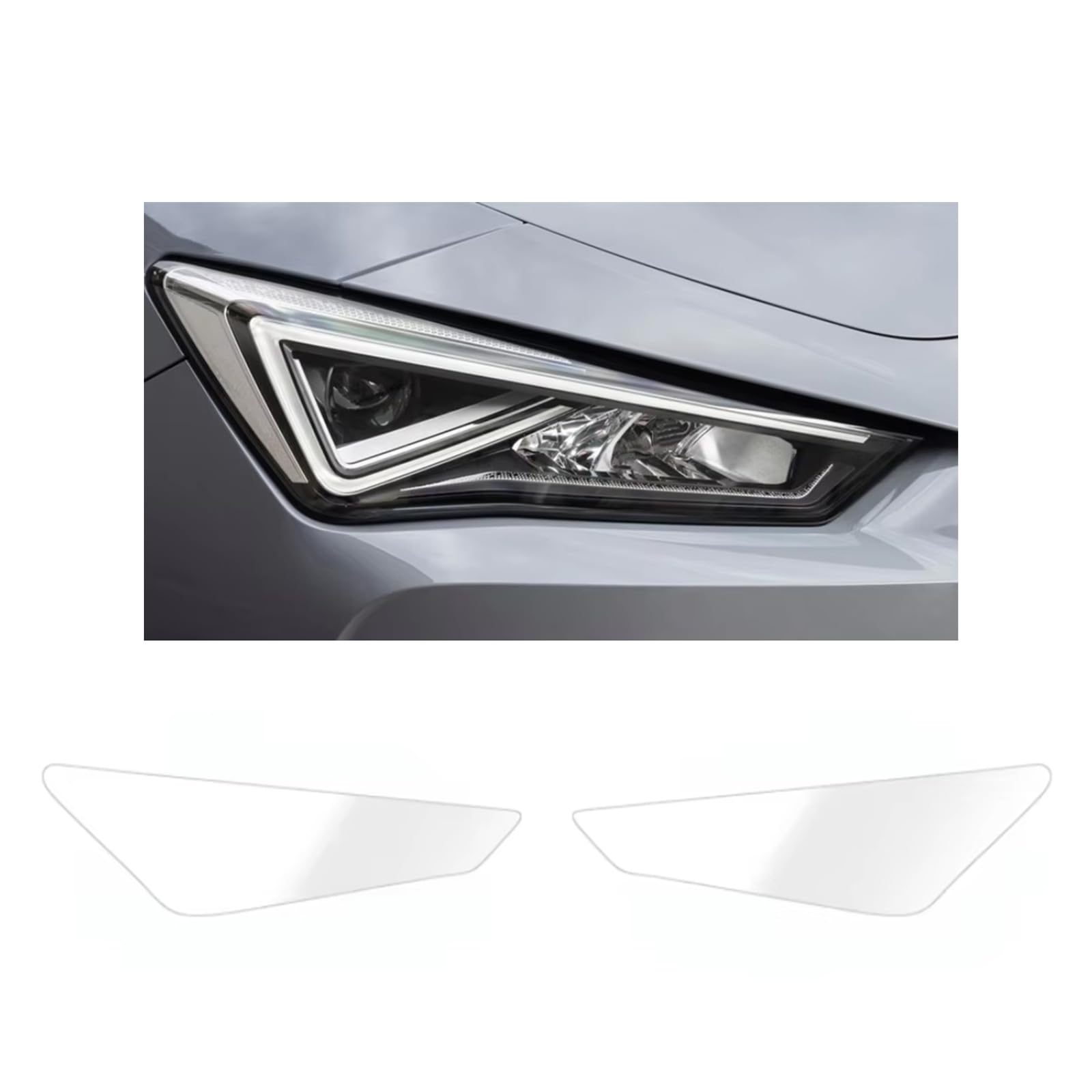 Headlight Film for Cupra Leon 2021-2025, 1Set Transparent/Smoke Black Car Headlight TPU Protective Film