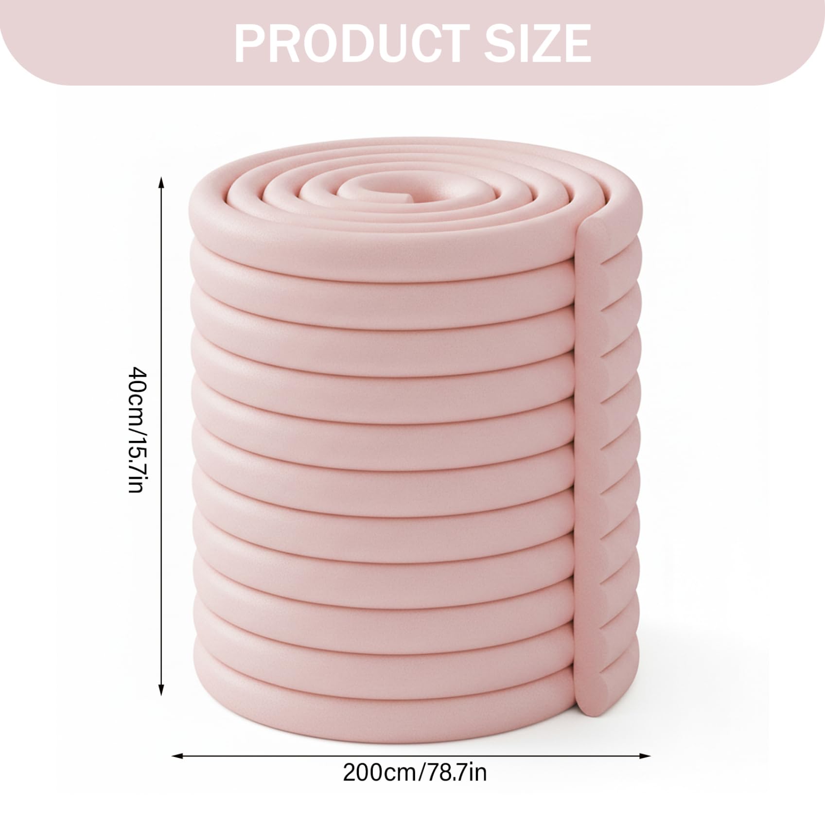 Kanten-Eckenschutz, babysichere Ecken und Kanten, 40, 6 x 200, 9 cm, kollisionssicherer Schaumstoff-Kantenschutz, verdicktes PVC, babysicherer Schutz für Wand, Tisch, Schrank, Kamin, Stil 2
