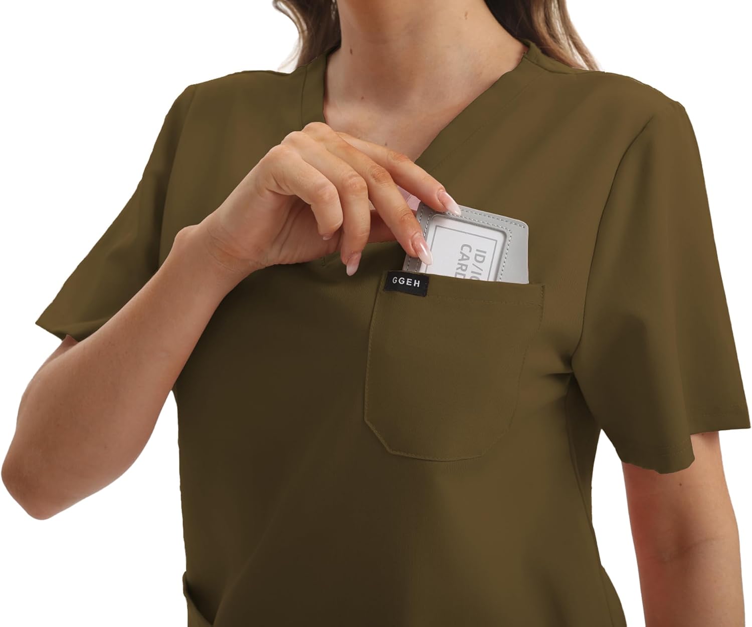 GGEH Scrub for Women Set Classic V-neck Top & Jogger Scrub Pants Medical Uniform Suit with 9 Pockets - Image 2