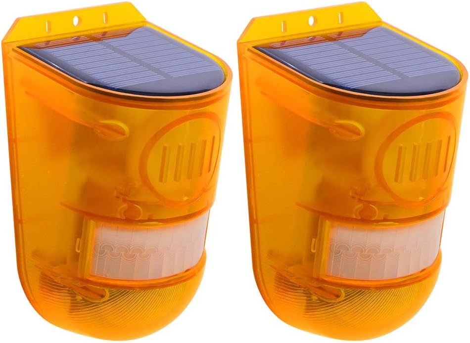 NINEFOXSolar Security Light Alarm, 1/2 Pack 129dB Warning Loud Siren Solar Light Energy Saving IP65 Waterproof PIR LED Motion Sensor Flashing Light Lamp for Outdoor Farm Barn Yard