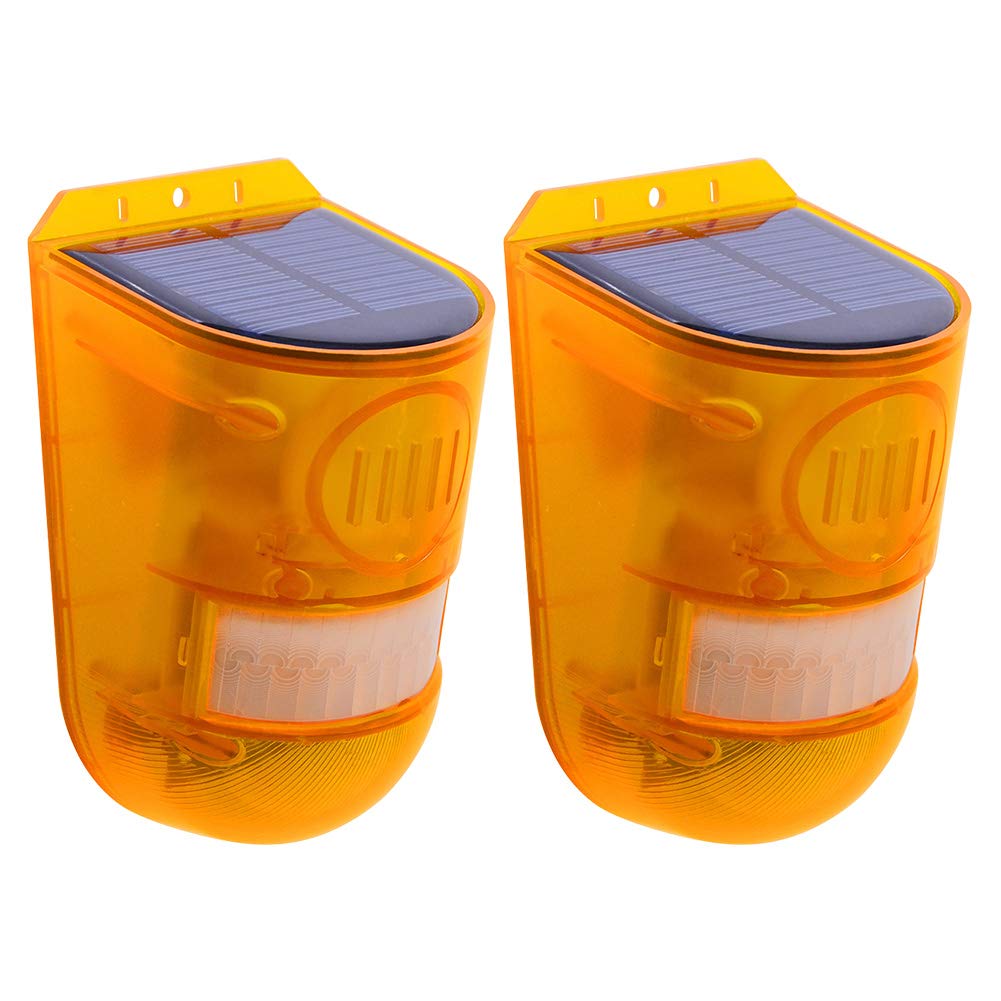 NINEFOXSolar Security Light Alarm, 1/2 Pack 129dB Warning Loud Siren Solar Light Energy Saving IP65 Waterproof PIR LED Motion Sensor Flashing Light Lamp for Outdoor Farm Barn Yard