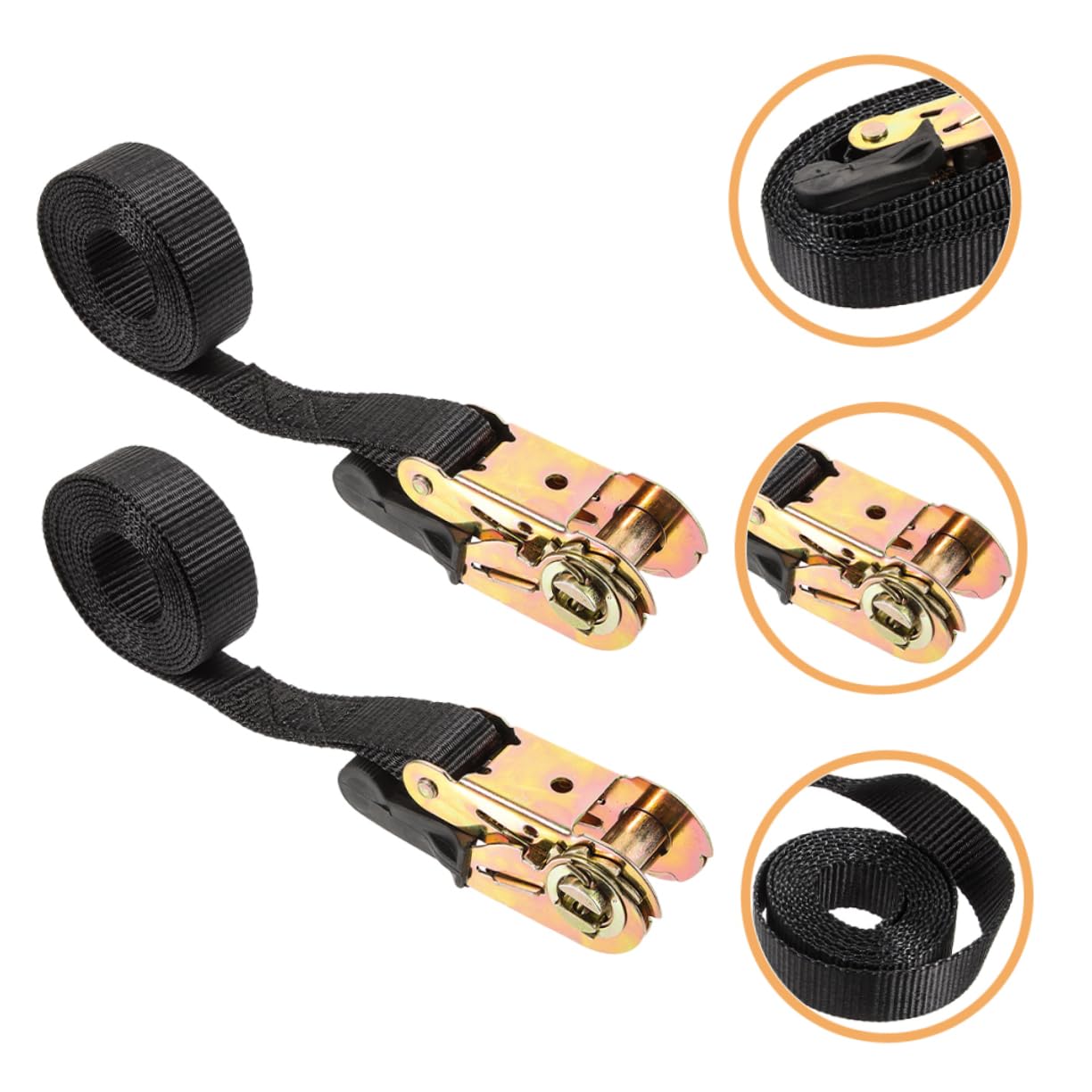 BESTYASH Lot de 4 Sangles à Cliquet 2,5 Cm X 2 M Sangles D'arrimage Robustes Tendeur pour Fixation de Cargaison Automobile et Transport Sécurisé Usage Extérieur et Remorquage