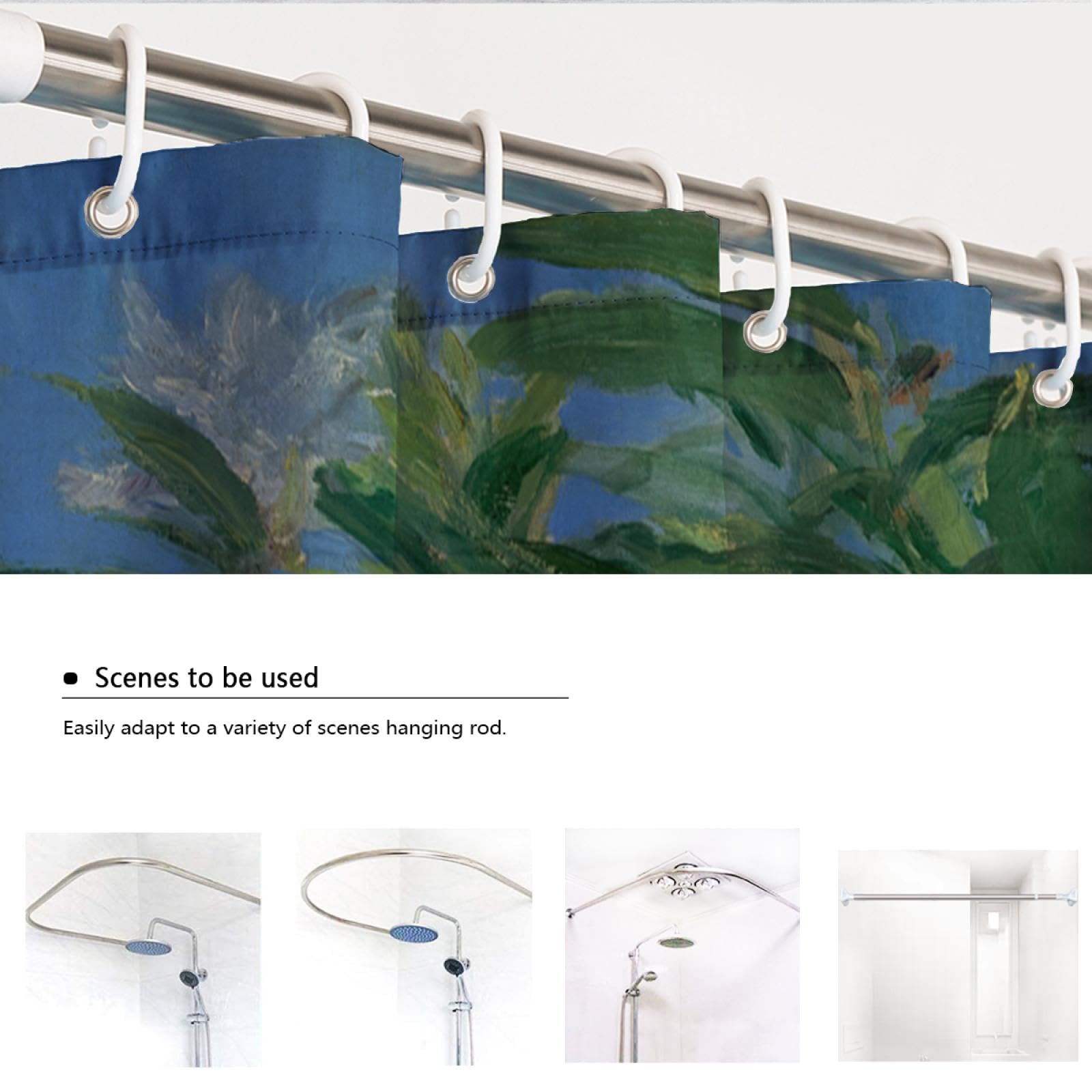 Peinture à l’Huile Style Rideau de Douche Doublure Jeanne (Printemps) Bain Doublure de Rideau de Douche avec Crochets Tissu Extra Long Séparation sèche et Humide 200 x 240 cm