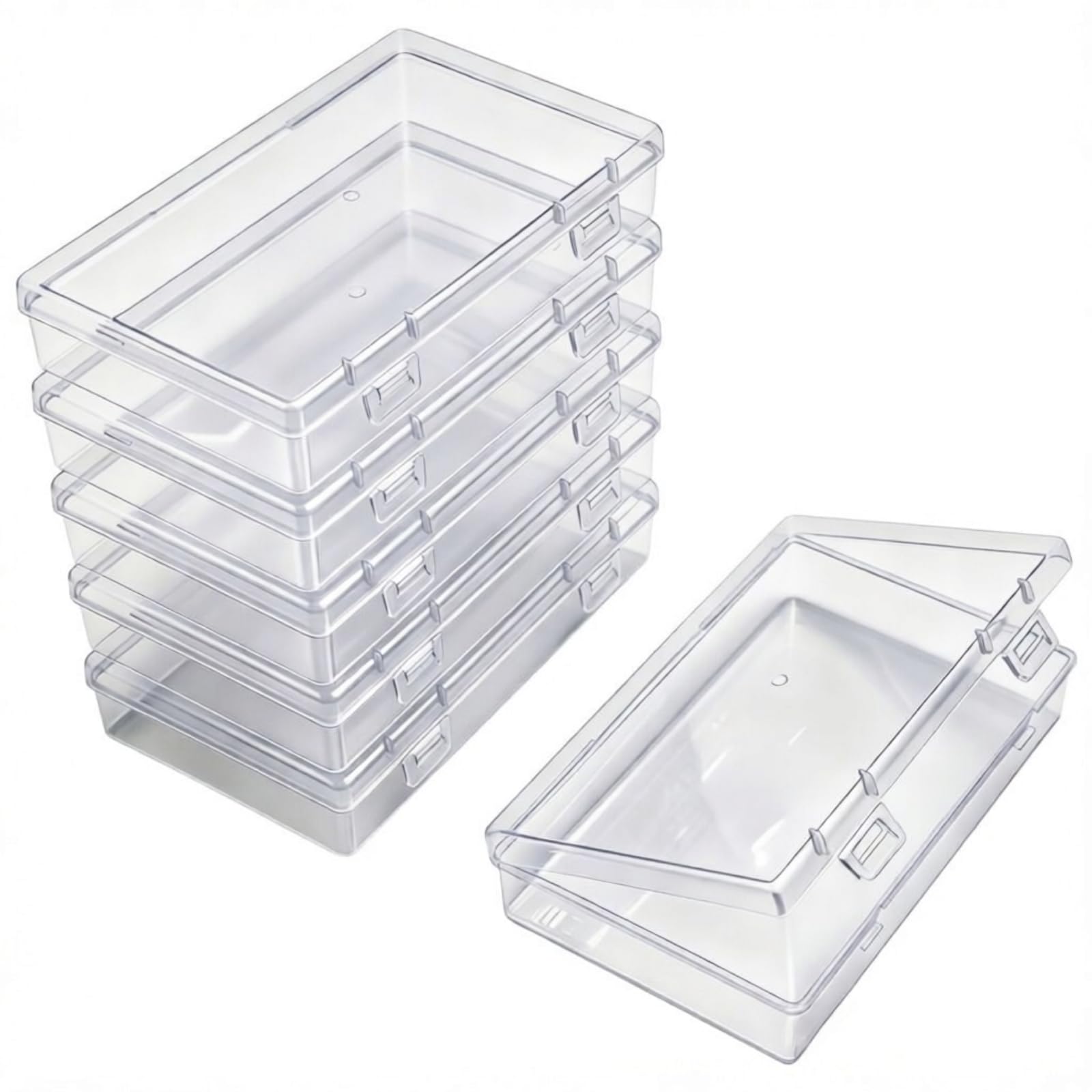 Boîte de rangement plastique transparente 155x92x30mm | Lot de 6 Goodma