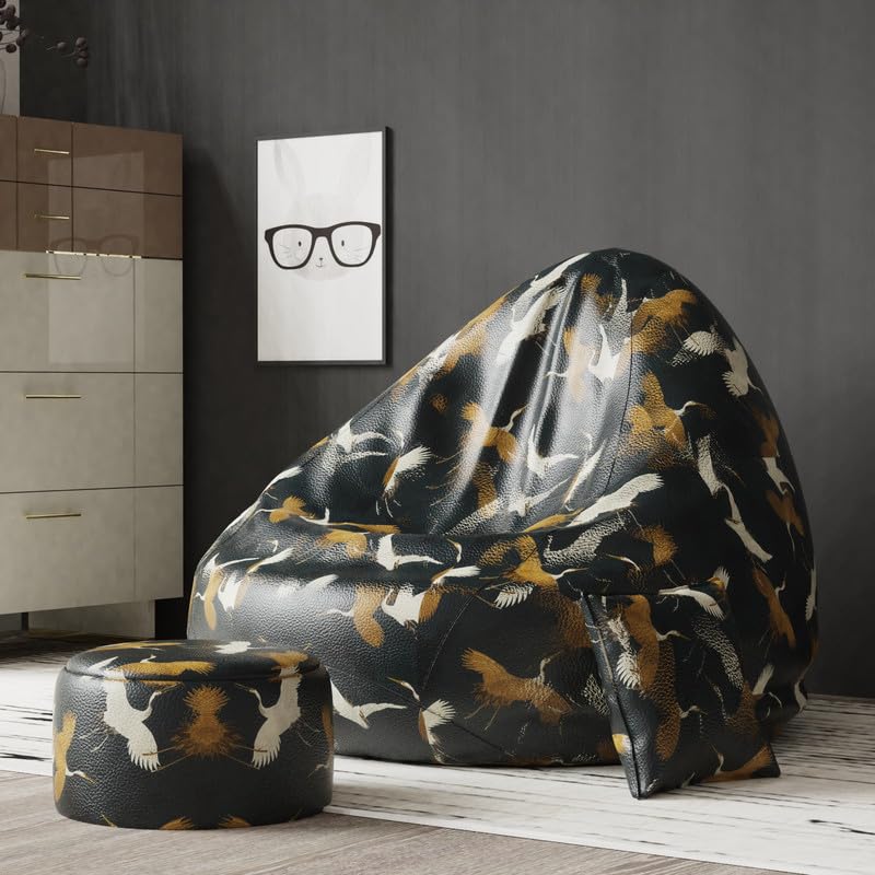 BiggieBean Bag Cover XXXXL Bean Bag- Full Printed Bean Bag Sofa with Cushion/Footrest - Official : Oreka Homes - Comfort Level : Standard - (Theme : Tonal Tales)-image-44
