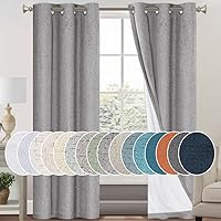 Vista 107 de PrinceDeco Cortinas de lino 100% opacas para dormitorio/sala de estar, reducen el ruido, cortinas de ventana con bloqueo de luz, cortinas