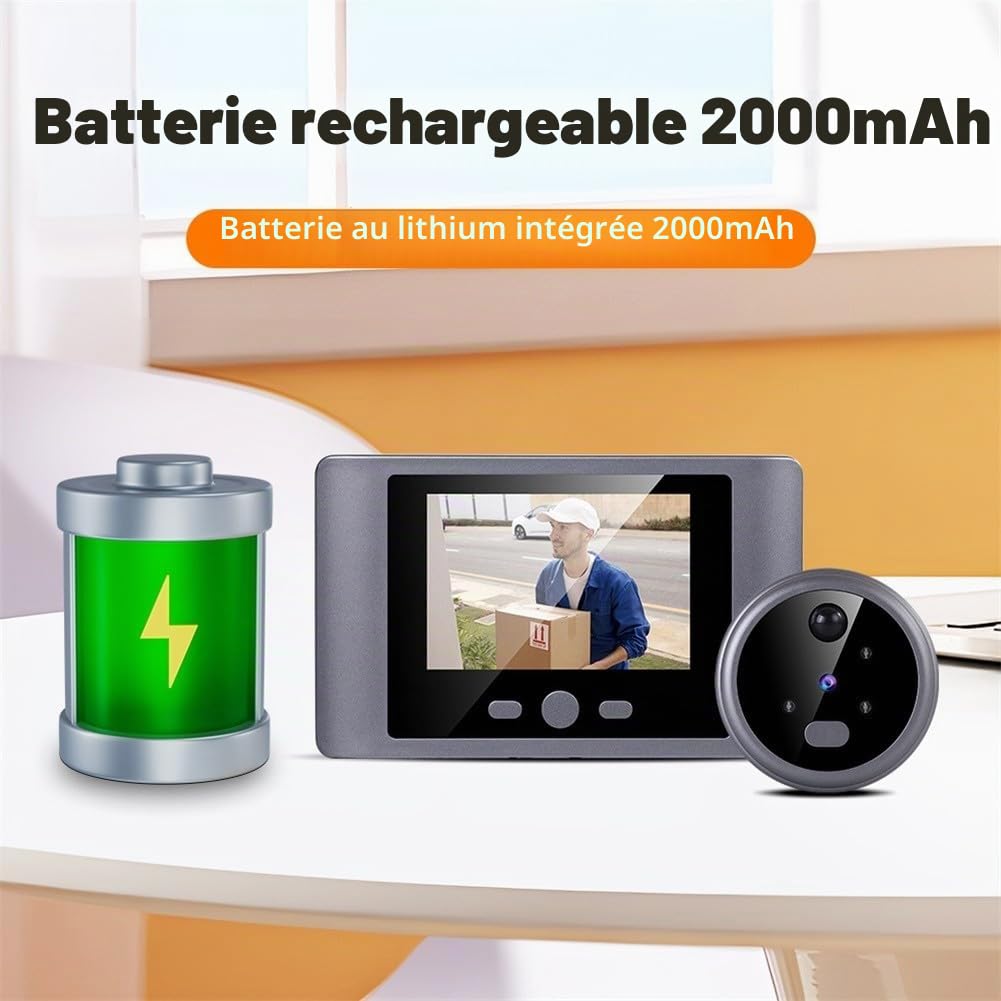 Caméra de porte électronique, avec détecteur de mouvement PIR 7,1 cm LCD moniteur vision nocturne enregistrement sans fil judas numérique sonnette USB pour sécurité d'entrée