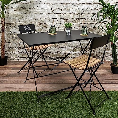 Table de repas pliante Palerme noir rectangulaire gain de place