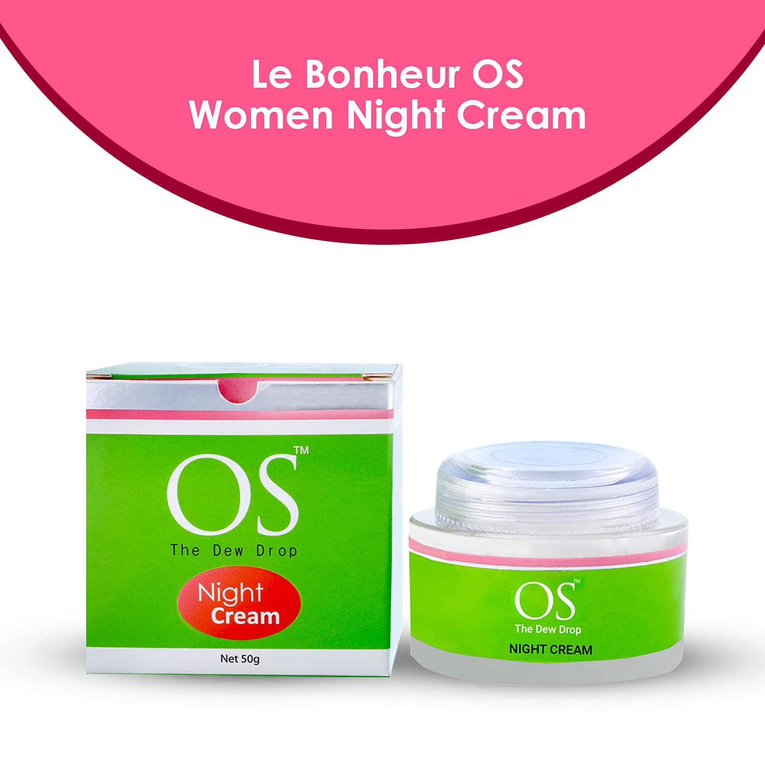 Le Bonheur OS Women Night Cream & Neck Natural Skin Care Face Moisturizer, Light Pink, 50 g 1