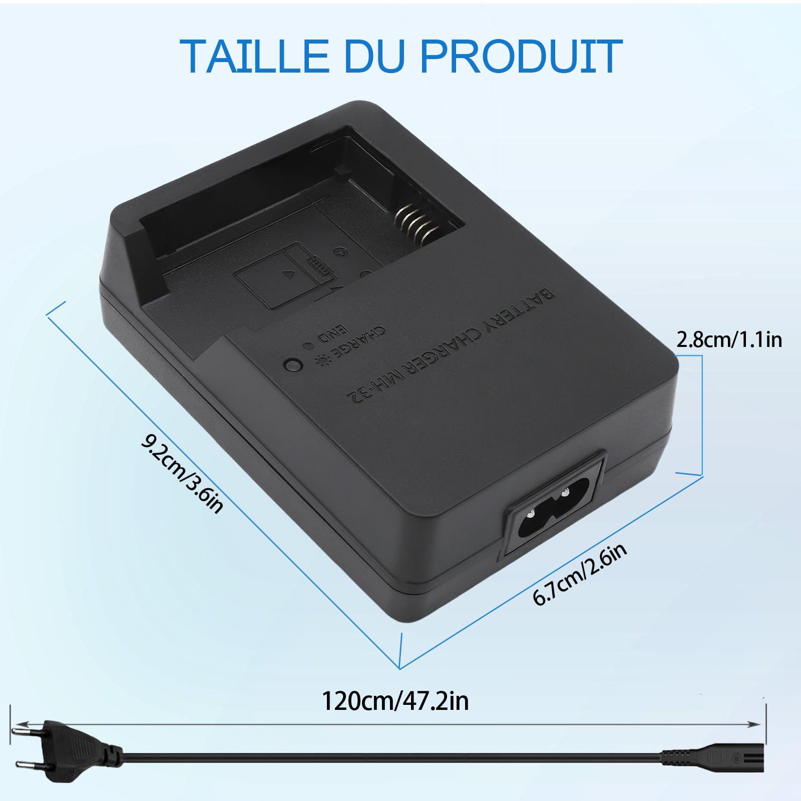 MH-32 Chargeur de Batterie Compatible avec Nikon EN-EL25 EN-EL25a Batterie Z50 Z50II ZFC Z30 Appareil Photo & 120cm AC Power Cord
