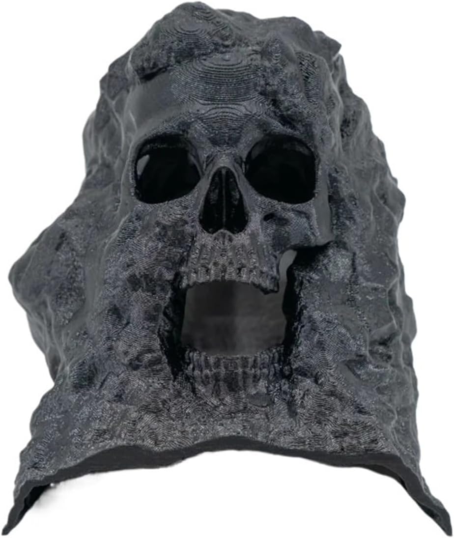 3D Printed Skull Cave Hideout Shelter Aquarium Terrarium Decor Tank Landscape Ornament for Aquatic Reptile Pets(Black,S 145x170x125mm)