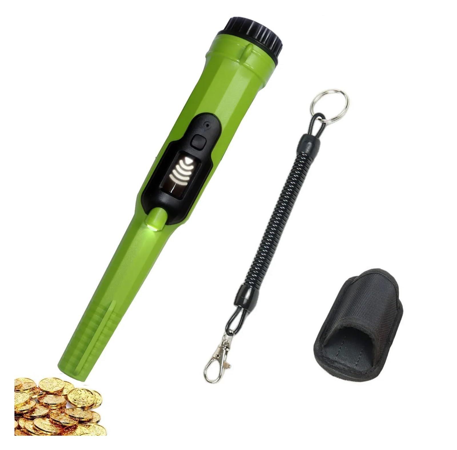 Wykrywacz metalu, W pełni wodoodporny, przenośny wykrywacz metali ze złotym punktem namierzania IP68 i latarką LED(Waterproof green)