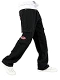 Men's Denim Cargo Pants Letter Patched Straight Leg Streetwear Jeans Trousers