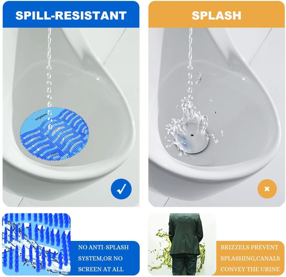 Urinal Screens Deodorizer 24 Pack Urinal Deodorizer Scented Urinal Screen Anti-Splash Urinal Screen for Urinals in Restrooms Restaurants Office Schools (12 Blue+12 Yellow)