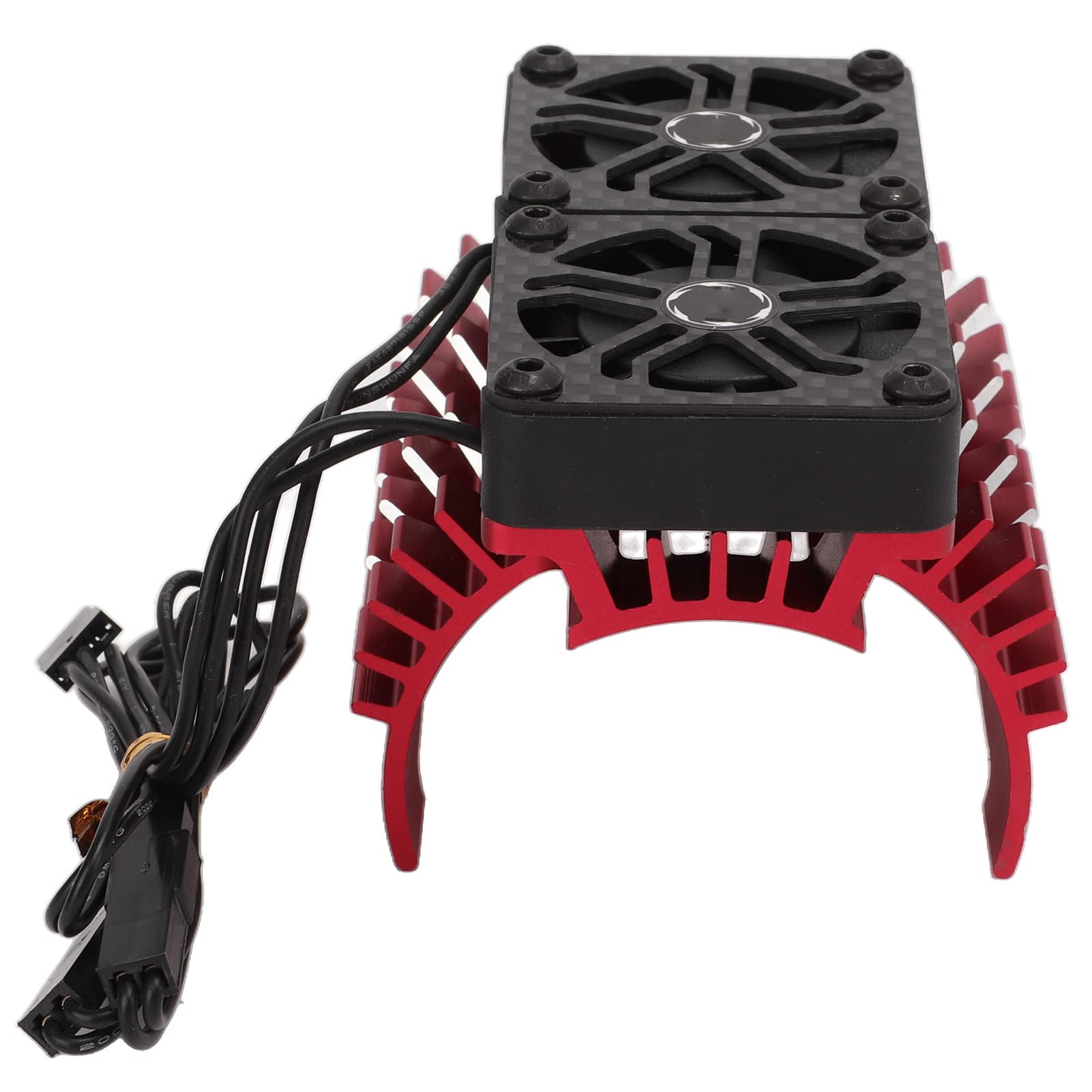 Brushless Motor Cooling Fan, Convenient Installation Dual Fan Motor Heatsink for 1/5 Remote Control Car (Red)