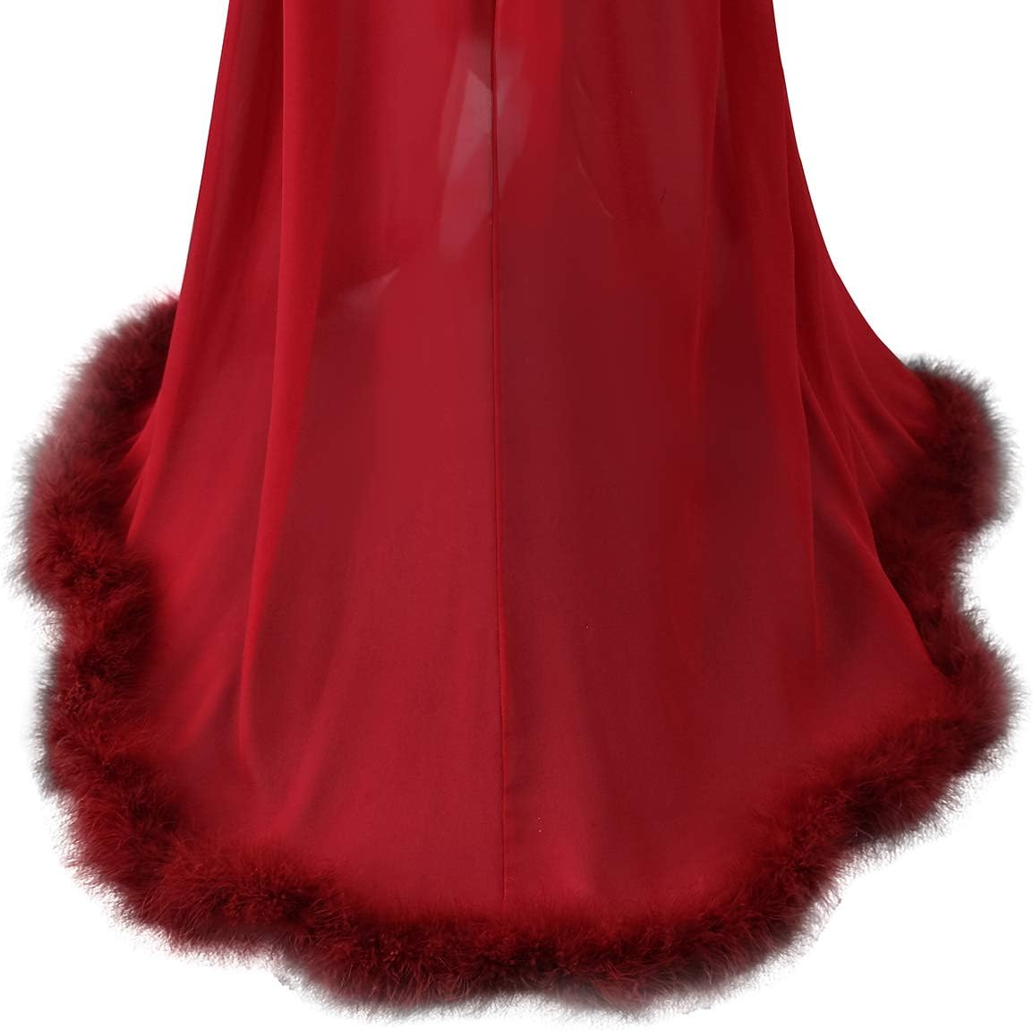 Molisa Sexy Feather Robe Chiffon Sheer Long Lingerie Wedding Scarf Illusion Nightgown Bathrobe Bridal Robe