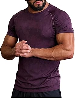 Camiseta de manga corta para hombre, de secado rápido, transpirable, corte ajustado, cuello redondo, tiempo libre, deporte, camiseta elástica de un solo color