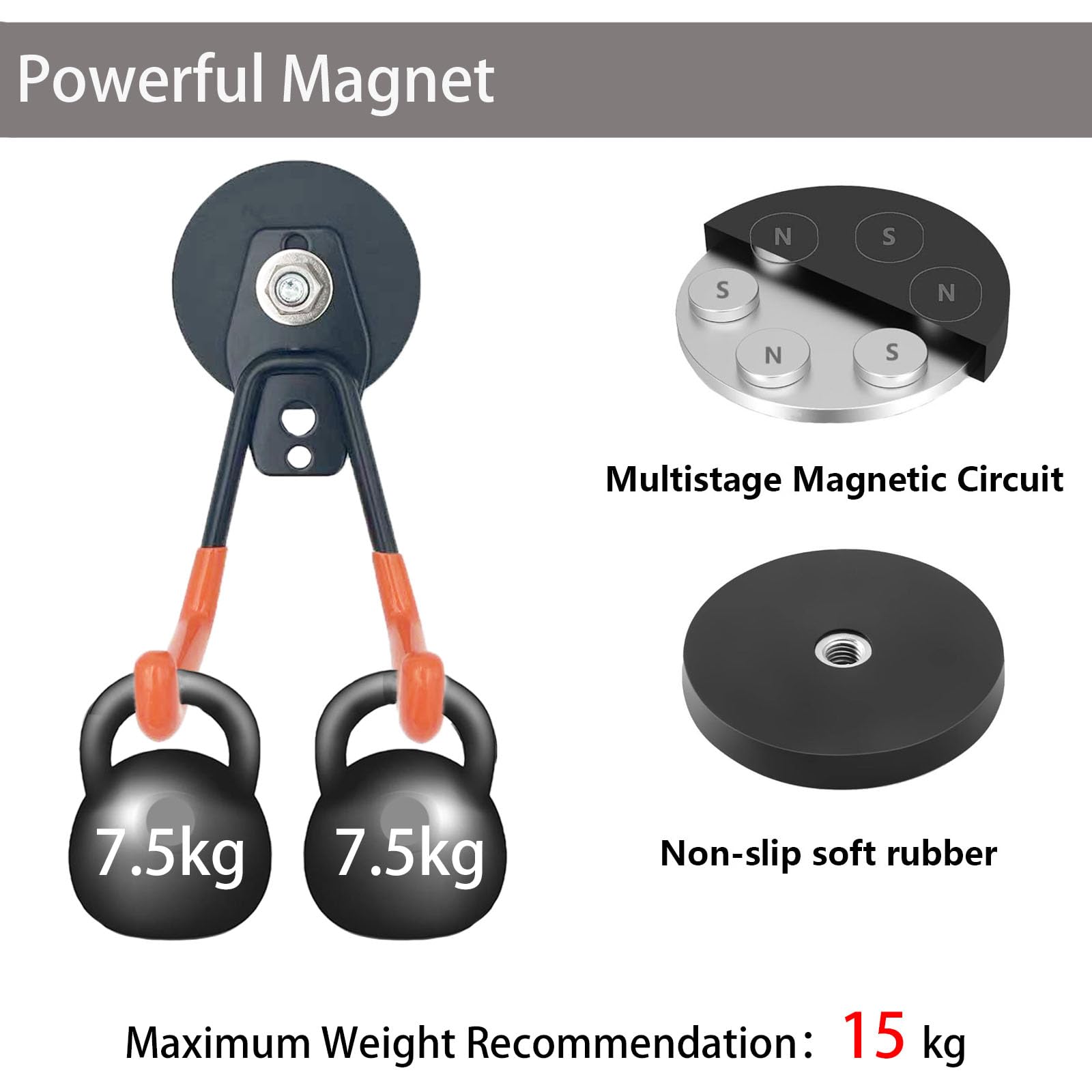 2 ganci magnetici heavy-duty per garage, grandi e potenti, per trapani elettrici, attrezzi da giardino, tubi, pannelli forati – uso interno/esterno