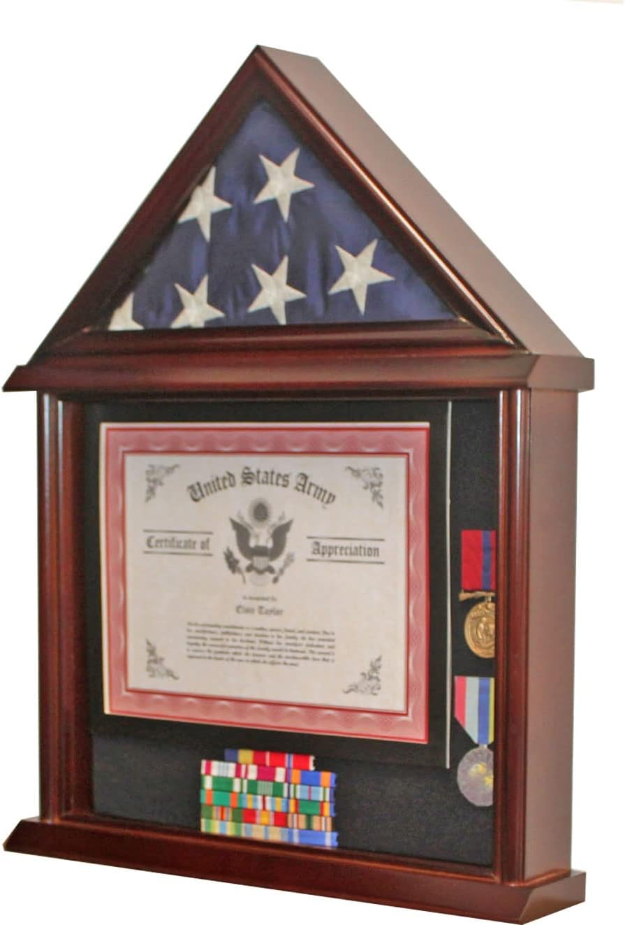 Not for a Burial/Memorial Flag, Flag Display Case Holder Shadow Box for a 3' X 5' Flag or 13.5" W X 6.75" H When Folded.