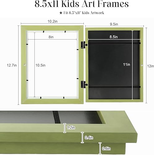 Miniatura 278 de [Paquete de 2] Marcos de arte para niños, marcos de arte para niños, de 8.5 x 11 pulgadas, con apertura frontal, intercambiables, marco de Crema