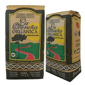La Oberena Organic Yerba Mate Tea Naturally Aged with Stems Con Palo Gluten-Free, Coffee Alternative Kraft Bag 500g / 1.1lb Authentic from Argentina