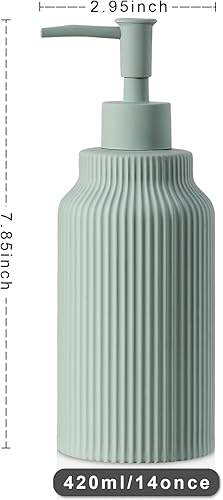 Miniatura 2 de Dispensador de jabón moderno blanco mate para baño, dispensador de loción de manos de cerámica suave al tacto de 14 onzas con bomba, dispensador de