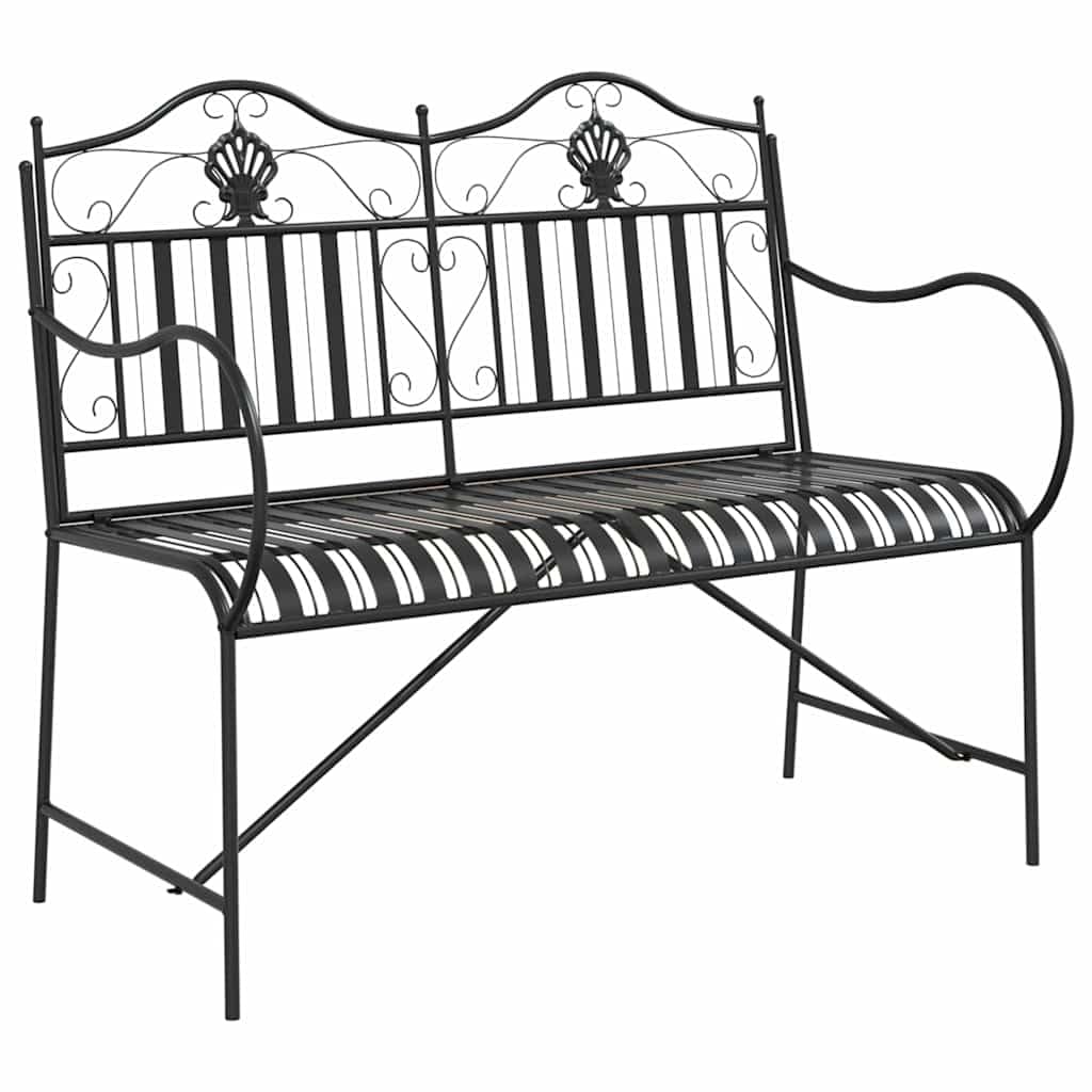 Panchina da Giardino in Acciaio Nero, Seduta Esterno 103cm | Elegante seduta a due posti ideale per arredare balcone, terrazzo o portico con una struttura in metallo robusto.