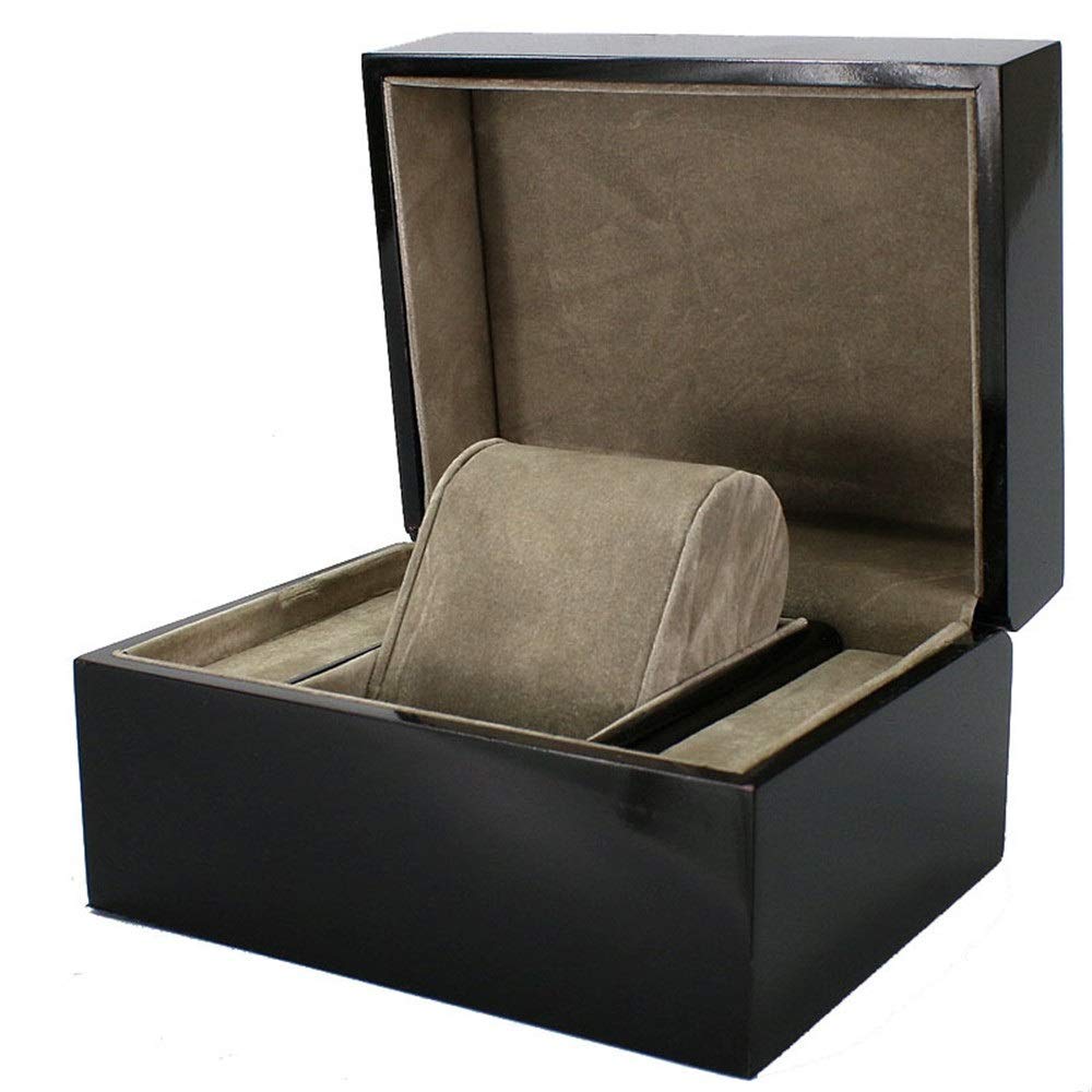 Chtom Caja de almacenamiento de reloj Caja de almacenamiento de reloj de madera para viajes, caja organizadora de relojes (color: negro, tamaño: S) (color: negro, tamaño: pequeño)