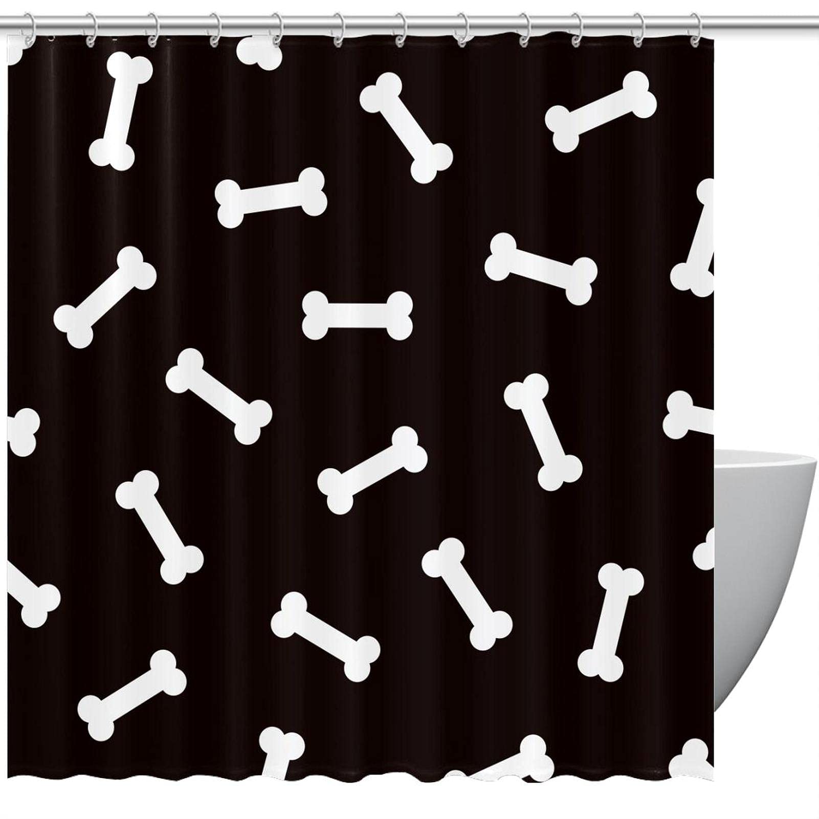Rideau de douche motif os de chien pour la salle de bain des enfants et du tout-ou