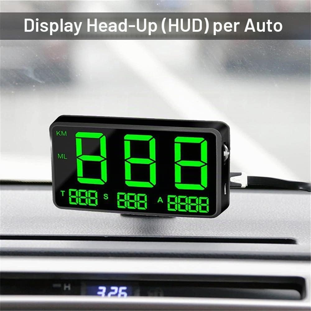 Contachilometri GPS, Display Testa Alta Universale di Avvertamento Auto HUD Digital Car, Tachimetro GPS KM/H MPH per Moto Auto Bici