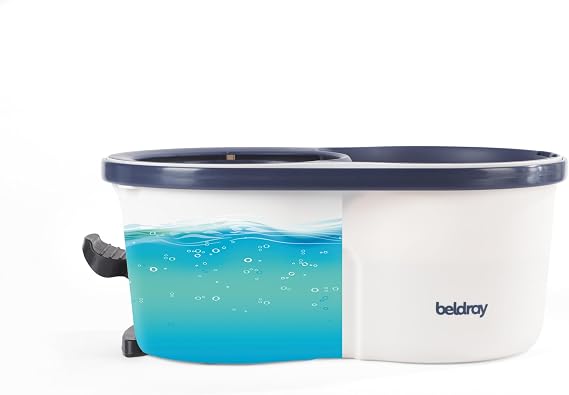 Beldray Deep Clean Spin Mop & Bucket - 2 Super Absorbent Microfibre Mop Heads, Pedal Operated 5.4L Bucket, Splash Guard Against Splash, 360 Rapid Spin & Dry Head
