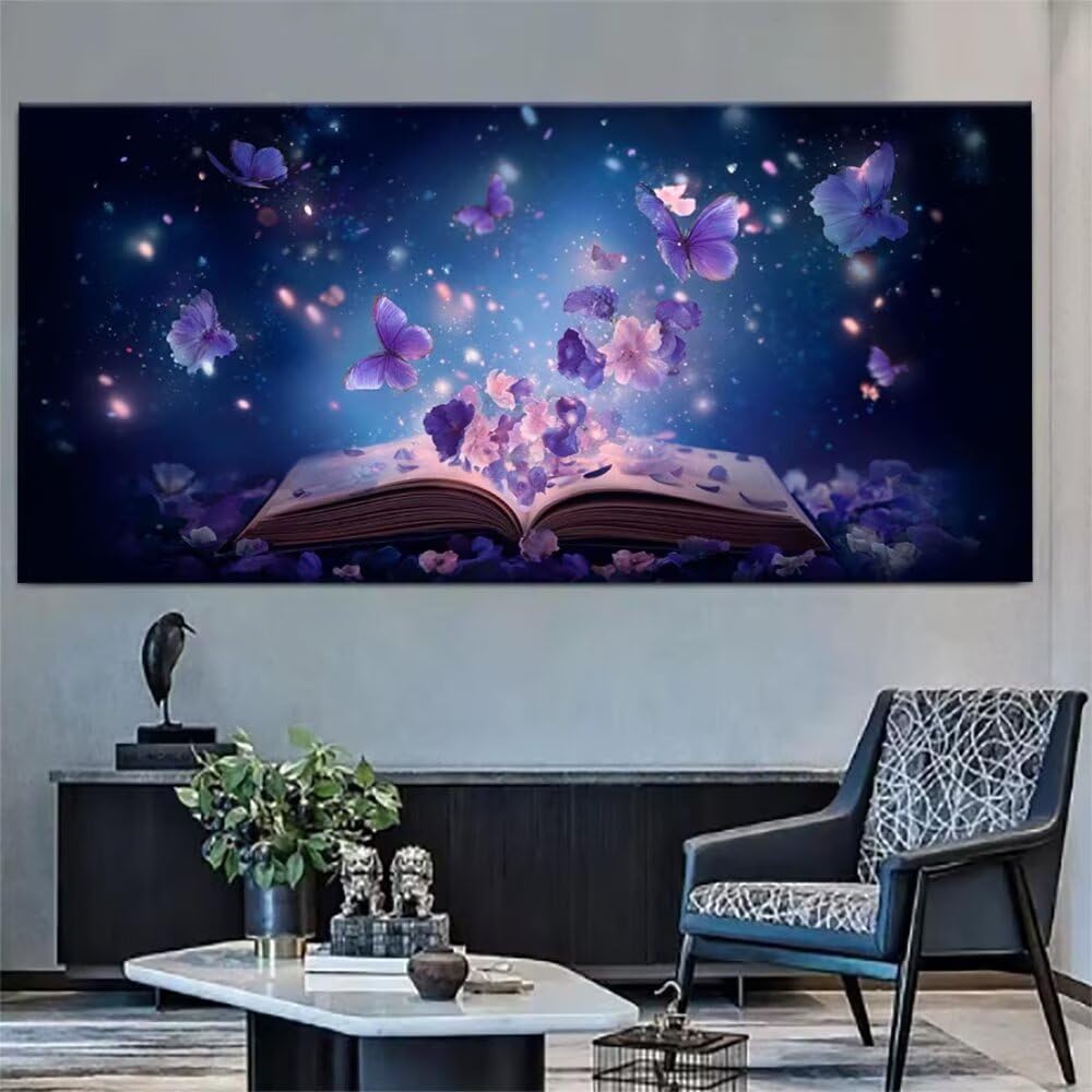 Dream Malowanie po numerach dla dorosłych, zestawy do malowania według numerów, DIY, cyfrowy obraz dla dorosłych, początkujących, z akrylem i pędzlami, obraz olejny motyl do dekoracji ścian domu, 82 x