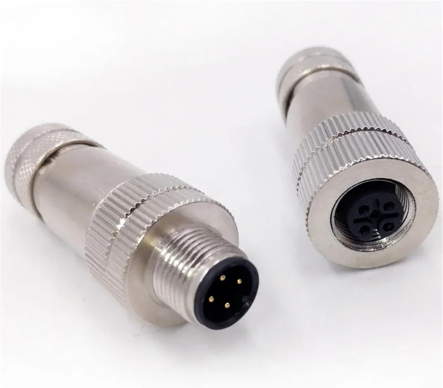 M12 Sensor Connector Matel Signal Shielding Male Female Screw Threaded 4 5 8 Pin 1Pcs(Straight,MALE INSERT_8P)