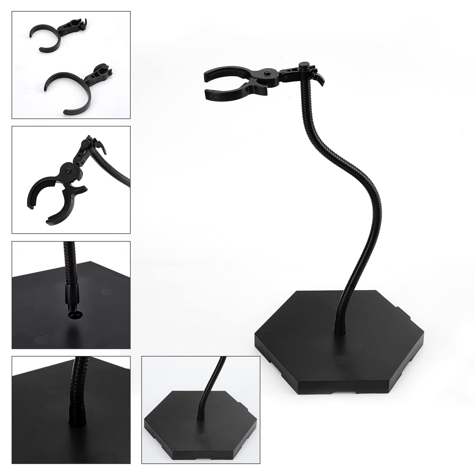 FINGERINSPIRE Action Figure Display Base Supporto per Figure per Bambole Nero Tubo Flessibile in Metallo Scala 1/6 1/9 1/12