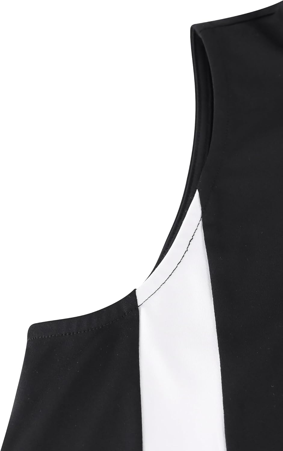 Remidoo Women Sleeveless Hoodies Color Block Workout Tops Activewear Hooded Gym Tank Top - Image 6