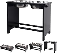 Vista 15 de HTB Cuencos Elevados para Perros, Soporte de Cuenco Elevado para Perros con 2 Cuencos de Acero Inoxidable, Cuencos Elevados para Perros