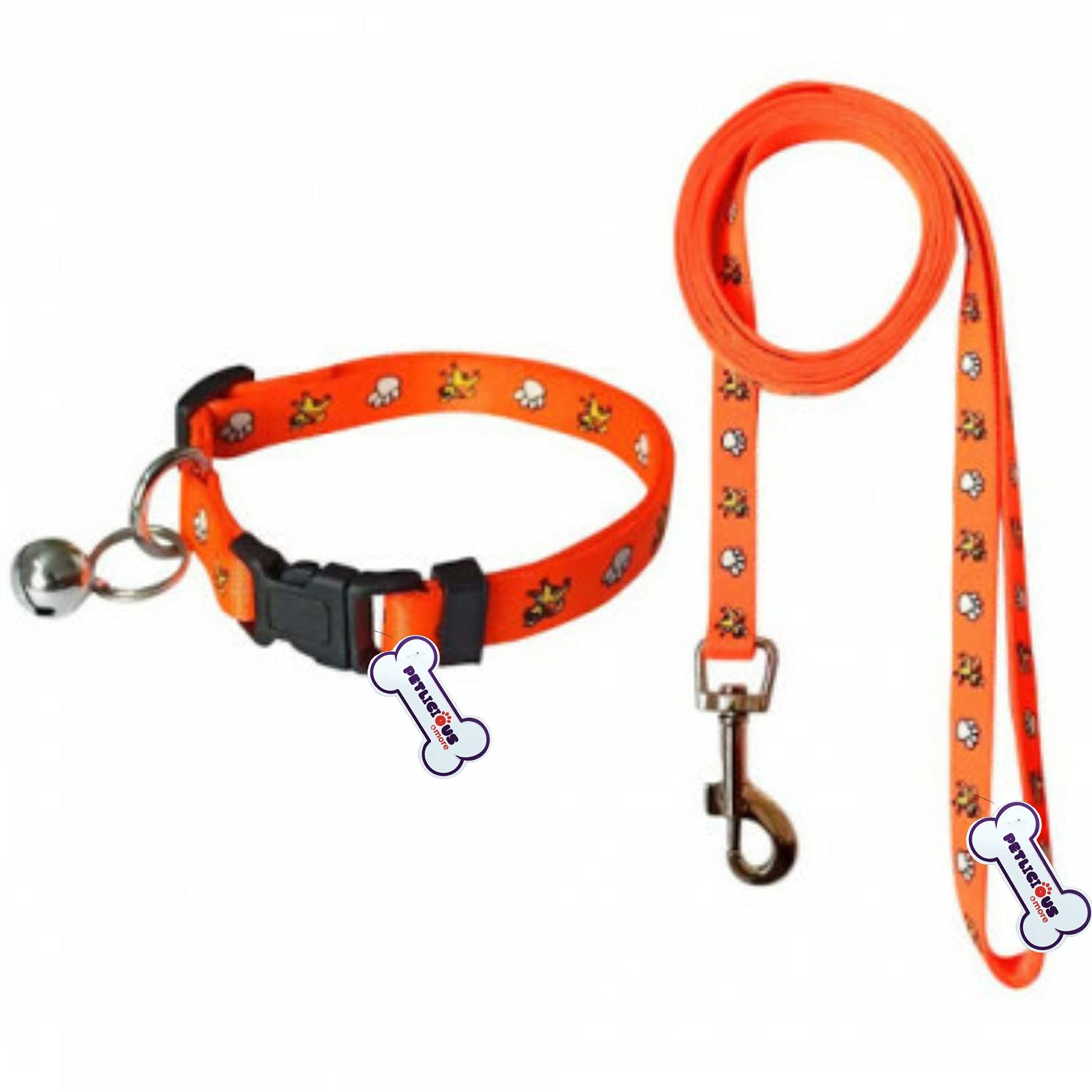 Petlicious & More Small Puppy Soft Nylon Collar & Leash Set (Size -10mm, Length 5 ft, Color - Orange, Pack of One) (B0932WZMVS) Amazon Price History, Amazon Price Tracker