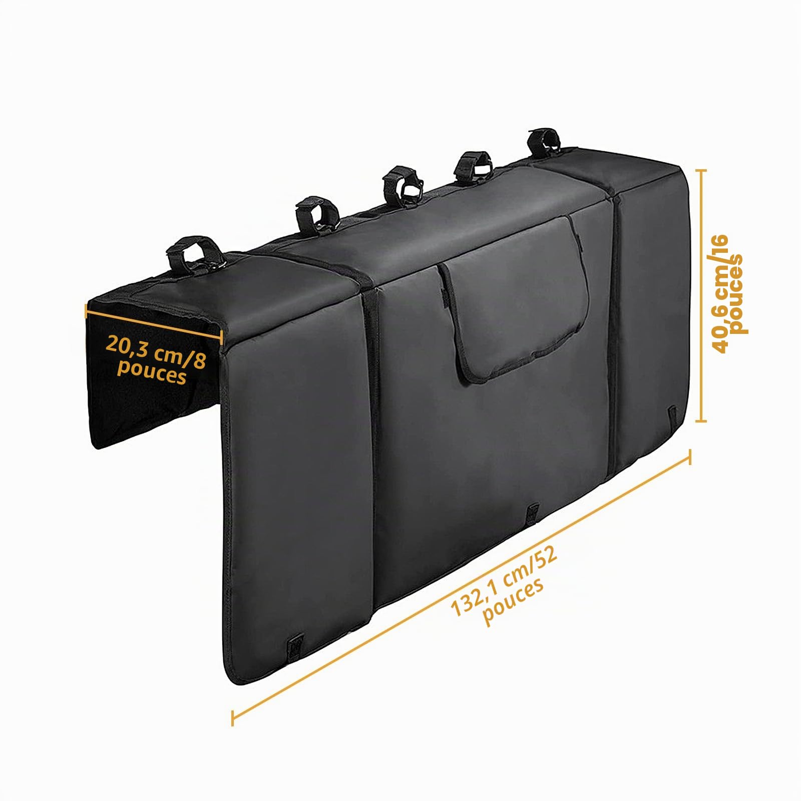 aleawol Tapis de protection pour hayon de 132,1 cm de large, tapis de protection pour hayon de pick-up peut contenir jusqu'à 5 vélos, tapis de vélo de camion avec 2 paquets d'outils, housse de hayon