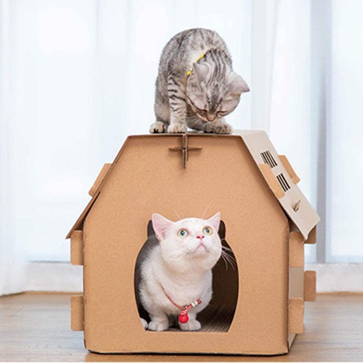 Kattenkrabpaal van golfkarton, krabpaal voor katten, van karton, kattenkrabspeelgoed voor het slijpen van klauwen, meubelbescherming ter bescherming van bank, vloer, gordijnen, matras