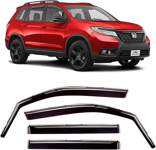 Voron Glass Protectores de lluvia extra duraderos en canal para Honda Passport 2019-2023, deflectores de ventana, viseras de ventana de ventilación,