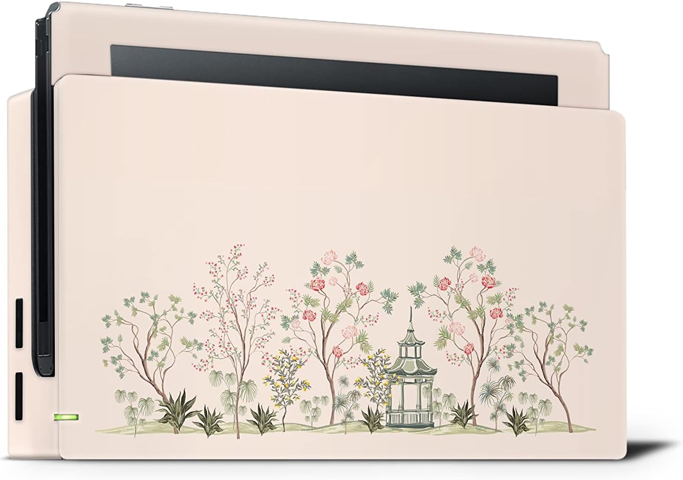 Tacky Design Cherry Blossom Skin Compatible with Nintendo Switch Wrap Cover, Beige Color Skin for Switch Stickers, Premium Vinyl 3M Full Wrap Decal (Green Touch Beige, Nintendo Switch (2017))
