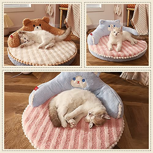 Galatée Katzenbett, Rundes Haustierbett Für Katzen Und Welpen, Warmes, Bequemes Haustierbett, Abnehmbares, Waschbares Katzenbett, Katzensofa Für Drinnen Und Draußen Katze(Braun)