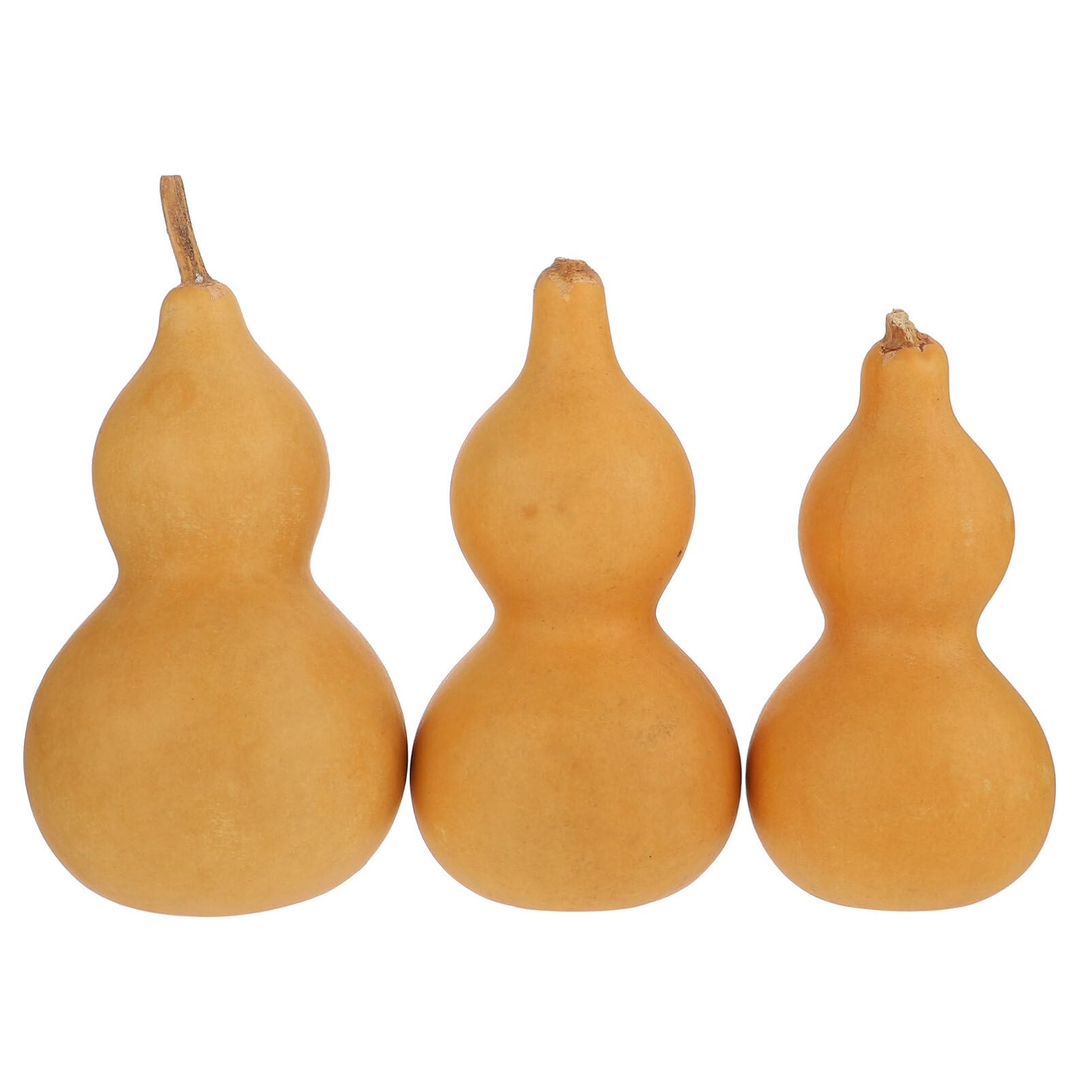 STOBAZA Natural Dried Gourds 3pcs Unfinished Wood Gourd Bottle DIY Painting Wood Peg Doll Dried Gourds for Crafts Arts Chinese Gourd Bottle Feng Shui Hu Lu Ornament 9-12CM