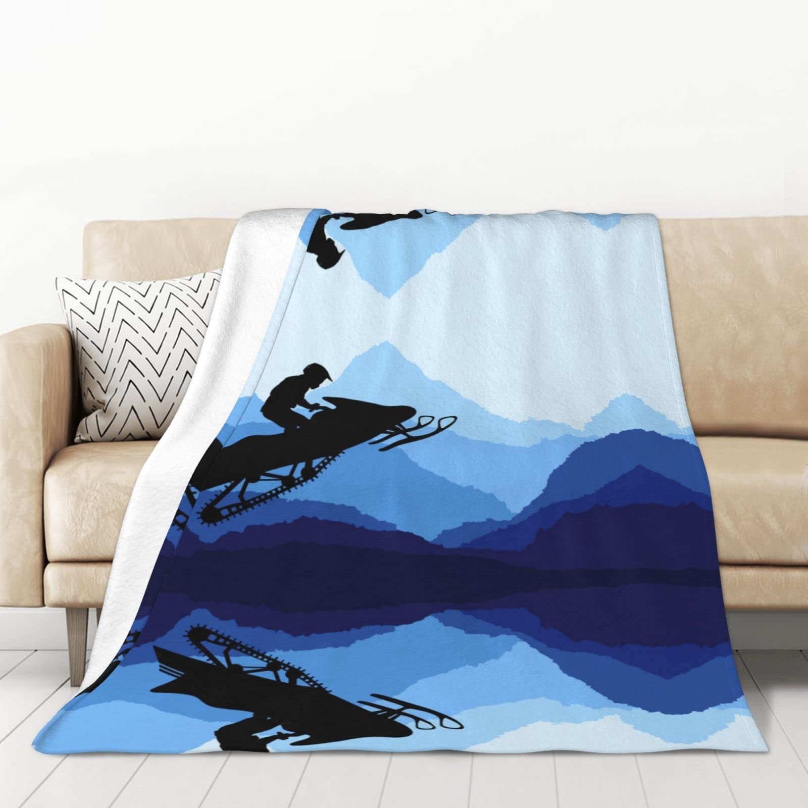 Couverture flanelle motoneige anti-froid et douce pour chambre à coucher