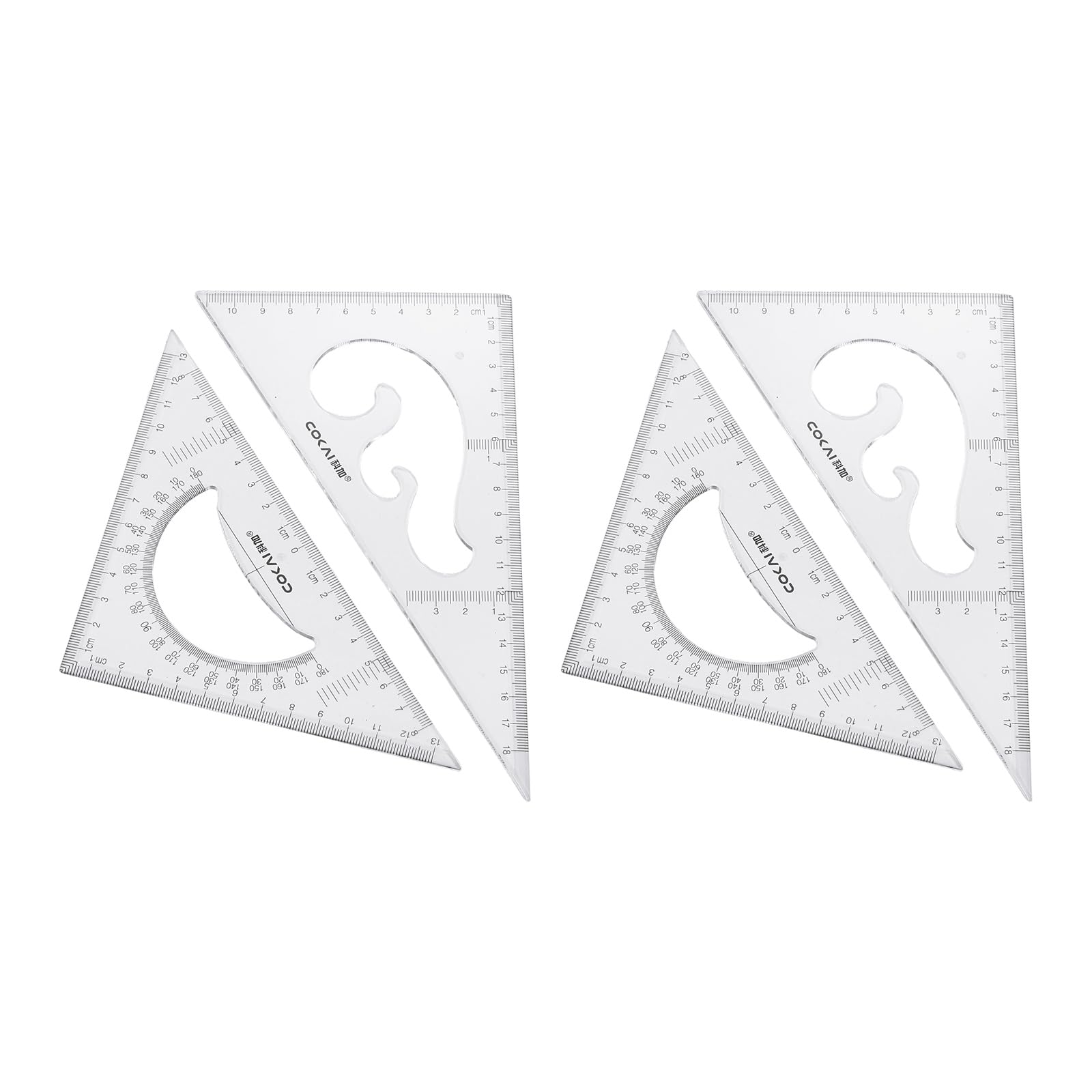sourcing map 2pcs Triangle Ruler Set 8" 20cm PP Clear Scale Hollow Ruler 30/60 and 20/90 Degree for Drafting Quilting Drawing Drafting Tool Classroom Office