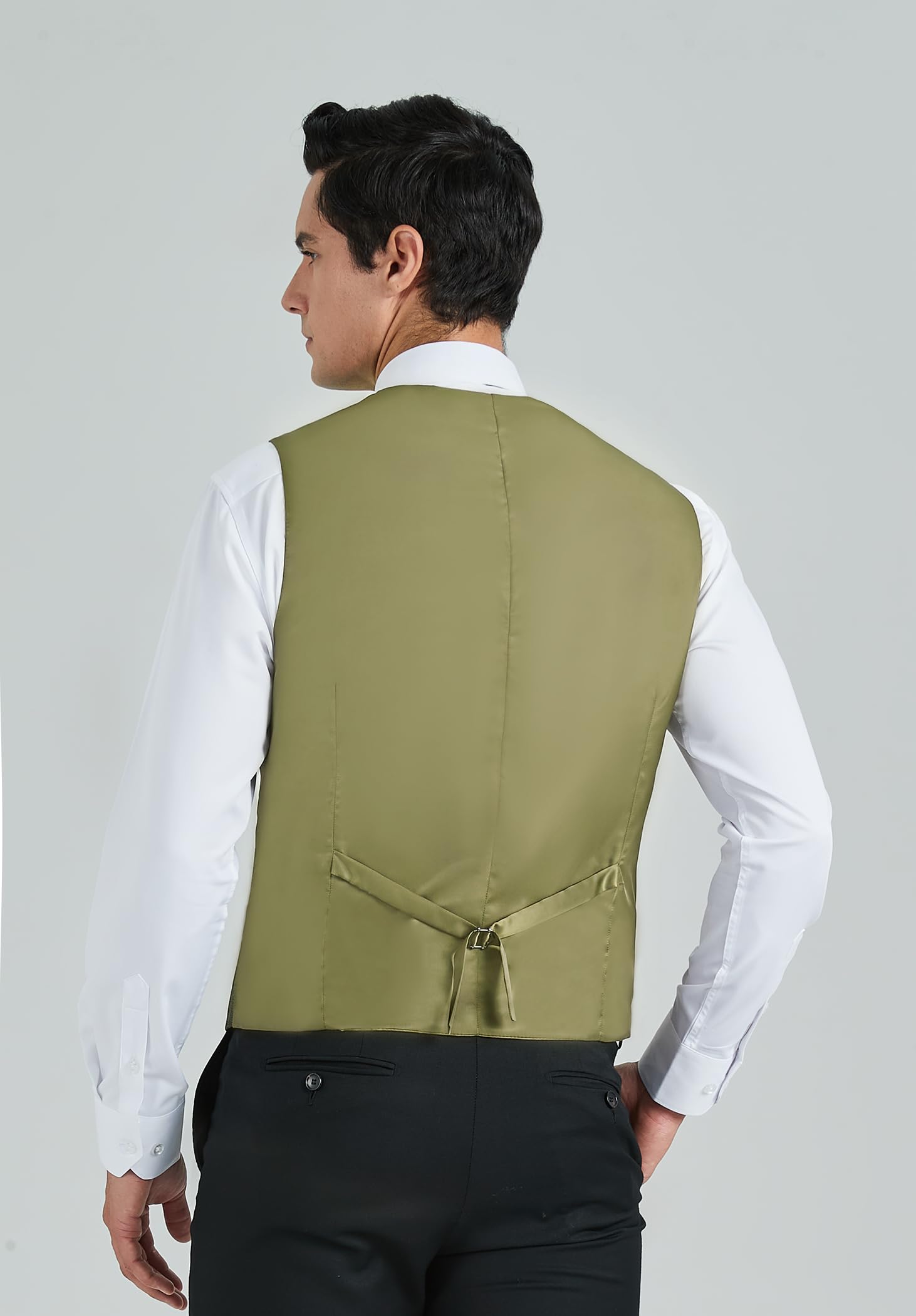 HISDERN Kamizelka męska formalna kamizelka męska elegancka klasyczna bawełniana kamizelka ślubna jednokolorowe kamizelki z kieszeniami XS-4XL